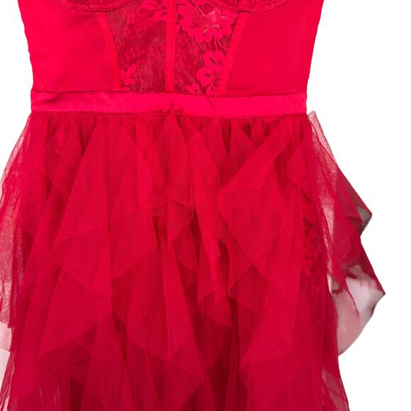 For Love & Lemons Bustier Gown Tulle Dress Red Size XXS NWT - Picture 6 of 12